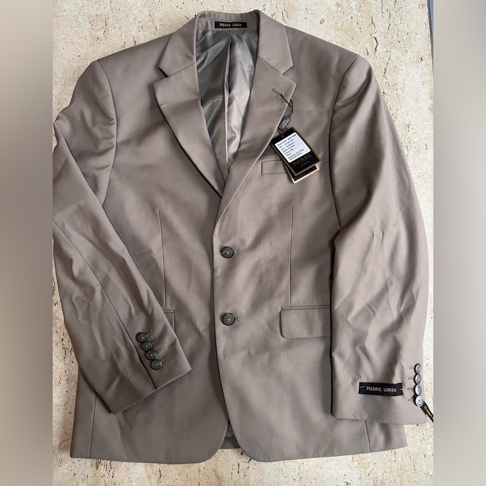 Pierre Loren -Alfred 2B-2 Piece Tan Suit 36 Short 30” Waist Pants NWT - Picture 2 of 11